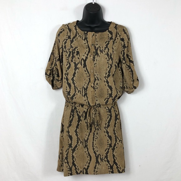 Vintage Reynah Silky Lightweight Waist Shift Snake Print Low Drop Dress - Picture 2 of 8